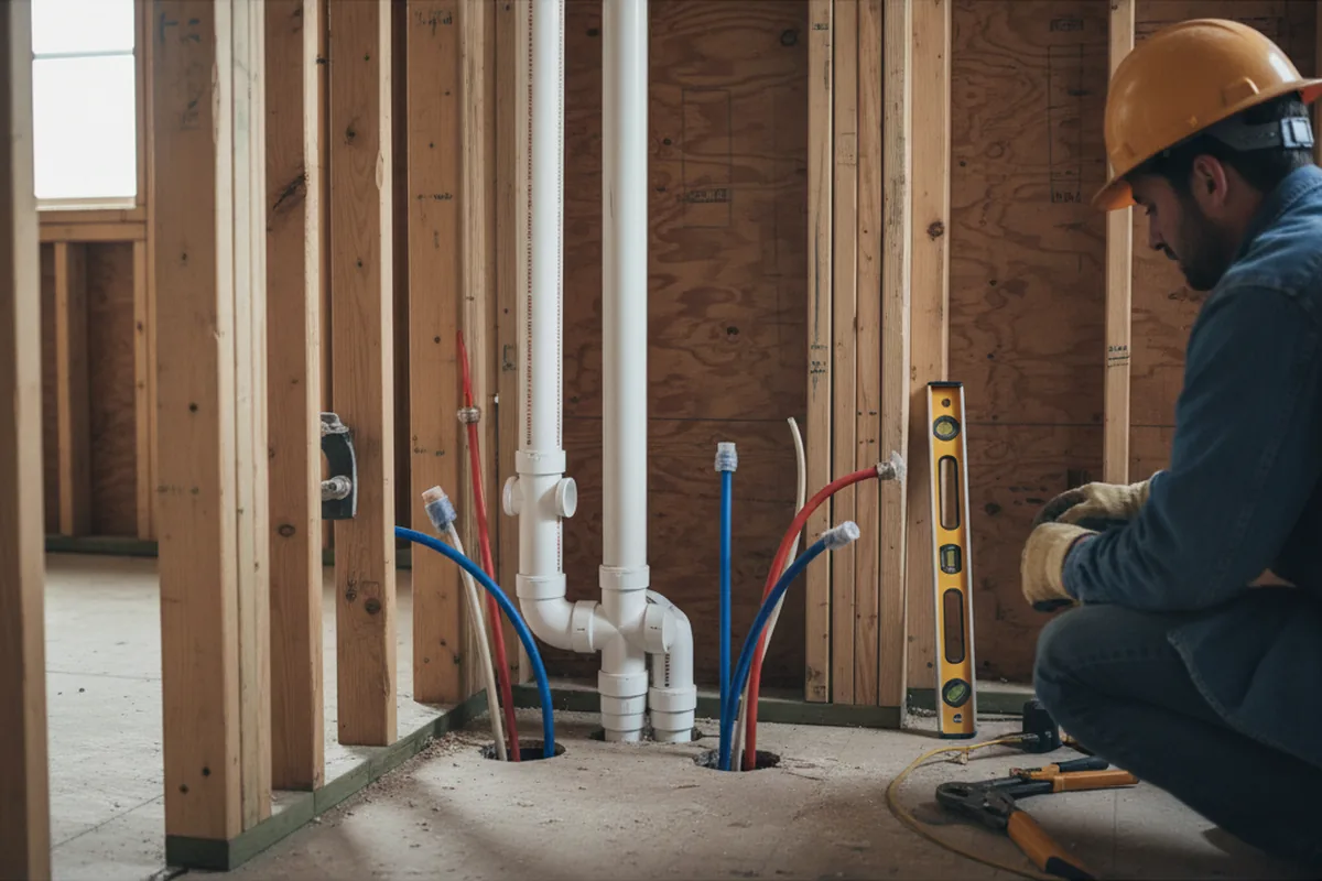 Drain and supply rough-in during Toilet Repair and Installation in Marcy